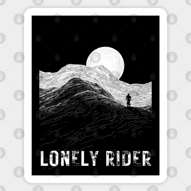 Lonely Rider - Alien Lands - Cyclist Motivation Magnet by TuncGK